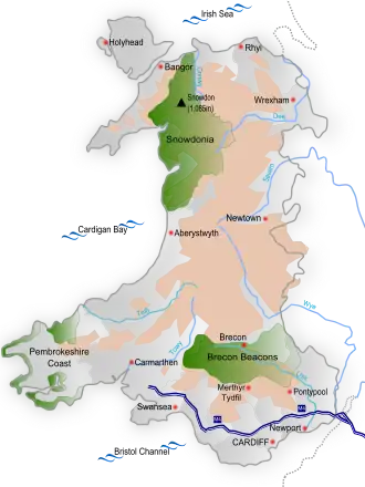 carte : Géographie du pays de Galles