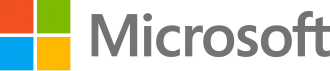 Microsoft écrit en gris avec le logo de l'entreprise à gauche. Le logo est composé de quatre carrés, rouge et vert en haut, bleu et jaune en bas.