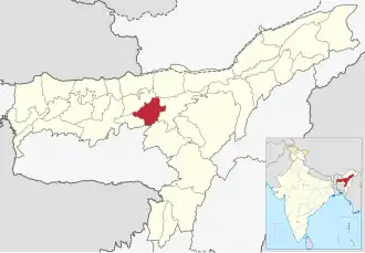 Localisation de District de Marigaonassamais : মৰিগাঁও জিলা