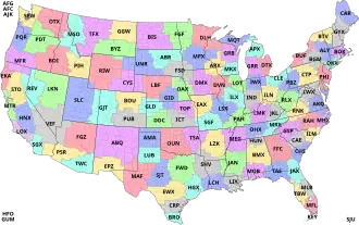 Bureaux de prévisions du NWS dans les États-Unis contigus.