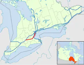 Carte de l'autoroute 403.