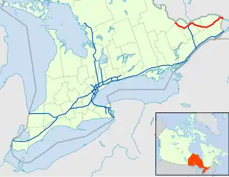 Carte l'autoroute ontarienne 417.