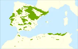 Description de l'image Quercus faginea range.svg.