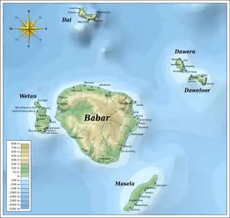 Les îles Babar : Masela est en bas à droite