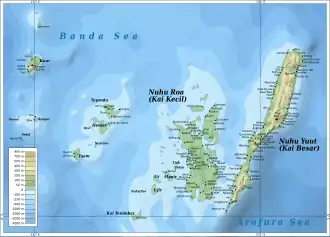 Carte des îles Kei.