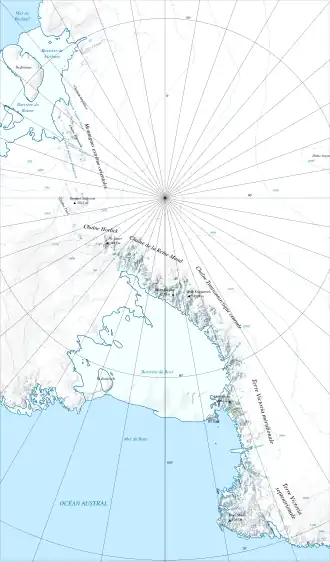 Carte topographique de la chaîne Transantarctique.