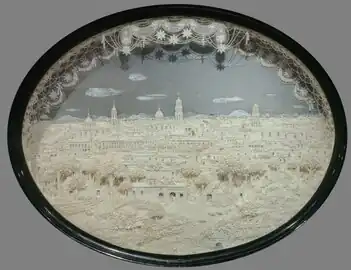 Anonyme, Panorama de la ville de Celaya (es), 1883, papier de riz.