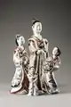 Geisha et suivantes, kinrande d'exportation, XVIIIe (Hallwyl Museum).