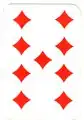 Neuf de carreau, jeu hongrois. La valeur de la carte n'est pas indiquée en chiffre dans les coins.