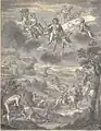 Scènes de chasse et de récoltes, sous Bacchus, Cérès, Fortune et sa corne d'abondance