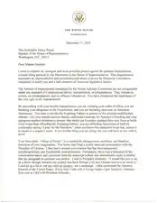 Lettre de Donald Trump à Nancy Pelosi, le 17 décembre 2019.